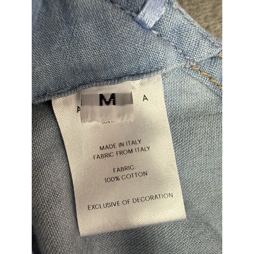 AREA Floral Appliqué Denim Halter Top Super Light Blue Medium 100% Cotton - Picture 12 of 12